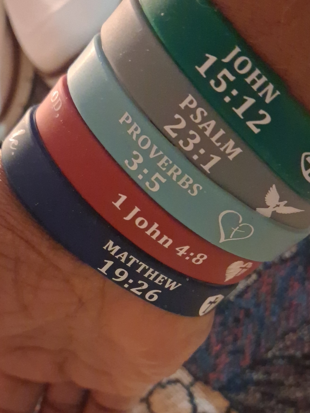 Faith Silicone Wristband Set for Men — Navy, Red, Teal, Gray, Green